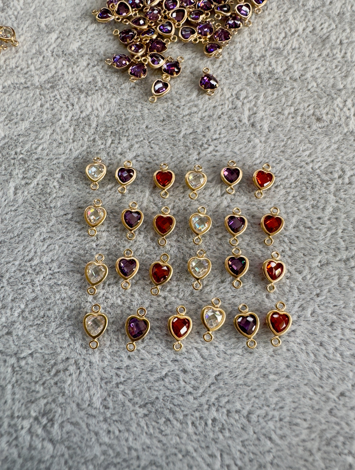 Gold filled Heart Birthstone connectors 4mm