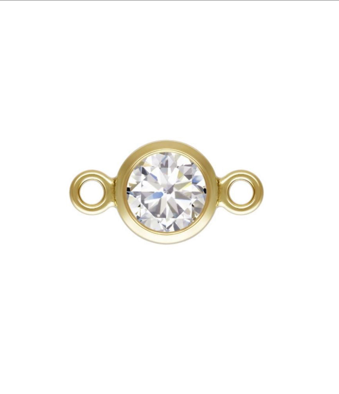 4mm Gold Filled White Bezel Connector