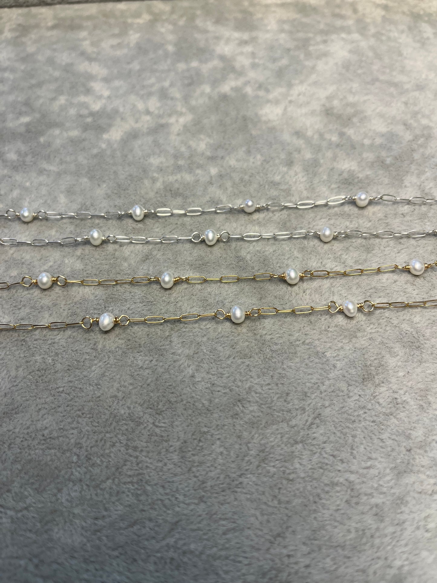 Handmade pearl paperclip chain 1 feet