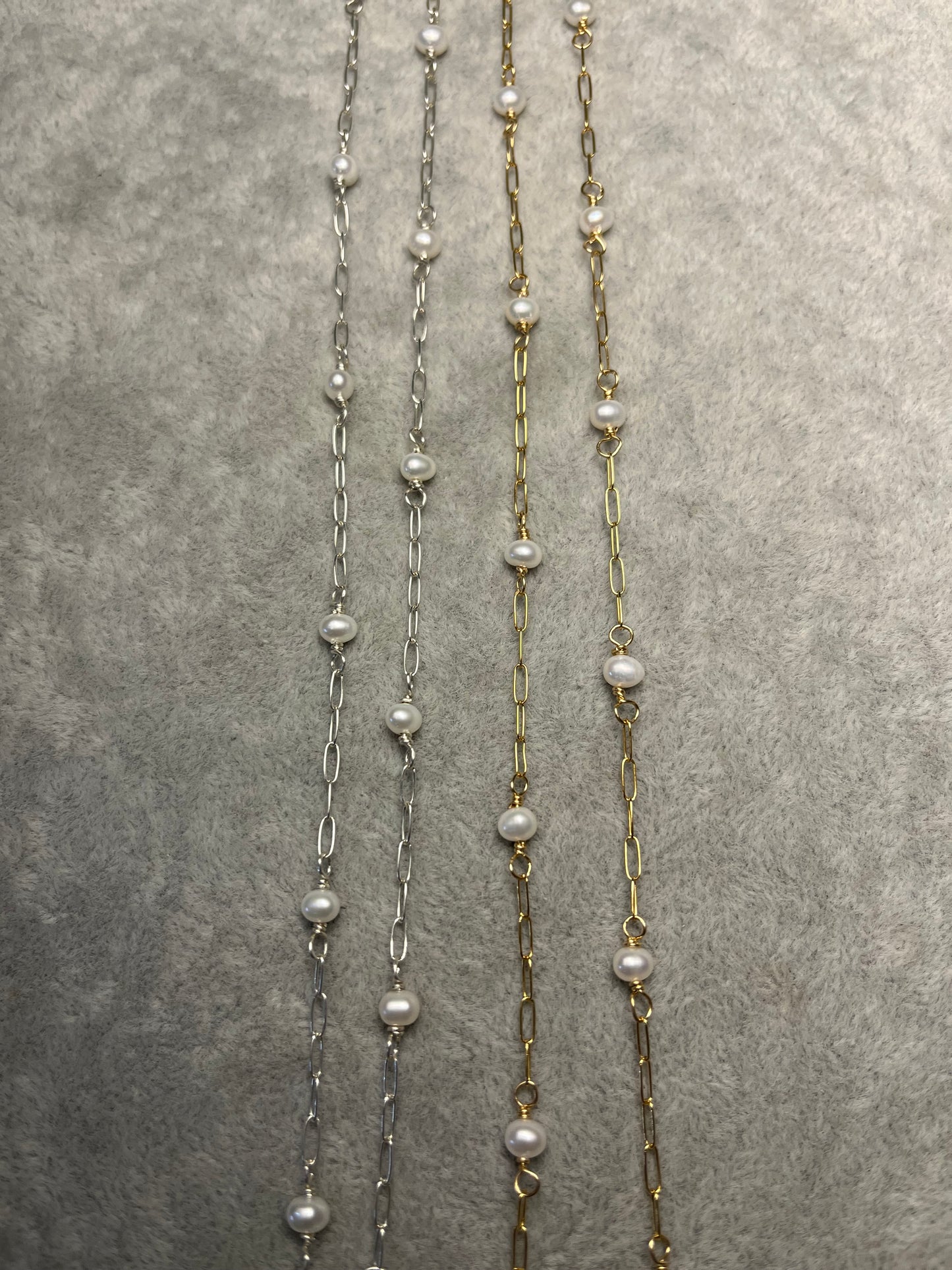 Handmade pearl paperclip chain 1 feet