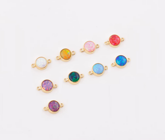 Gold filled opal birthsotone connectors